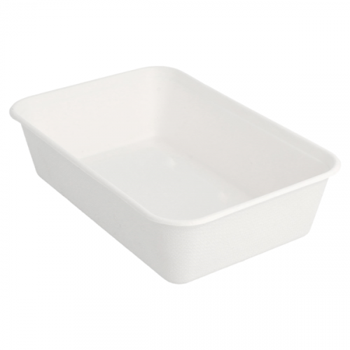 Barquette Bagasse 700 ml 175x120x45mm Blanche 212.86  C/500 -unité-