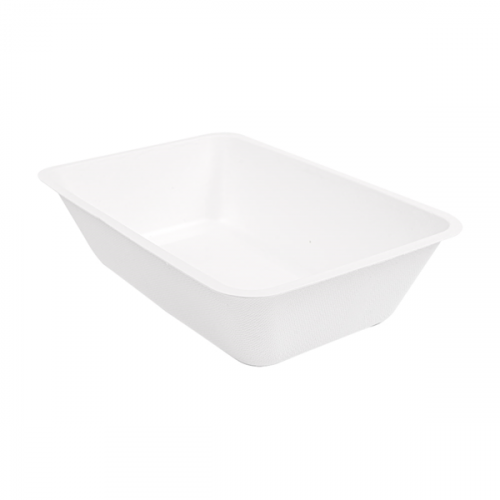 Barquette Bagasse 800 ml 203x136x5mm Blanche 233.06  C/500 -unité-