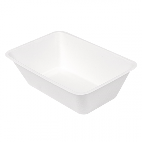 Barquette Bagasse 1000 ml 203x136x68mm Blanche 233.07  C/500 -unité-