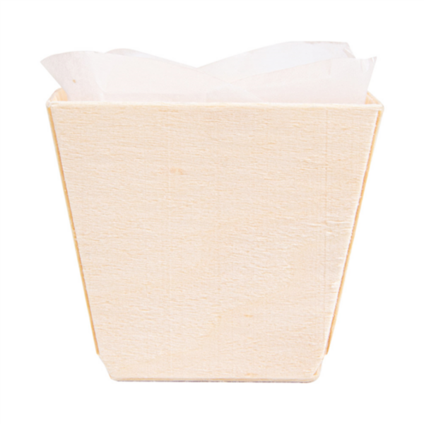 Barquette bois + moule siliconé pour cuisson 50x50x45mm 254.04 C/300 P/25 -unité-