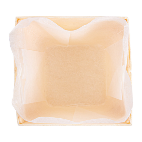 Barquette bois + moule siliconé pour cuisson 50x50x45mm 254.04 C/300 P/25 -unité-