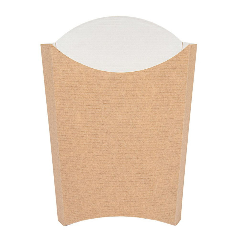 BOÎTES À FRITES JUMBO 'THEPACK' 165 G 220 G/M2 13,5x8,5x16 CM NATUREL CARTON ONDULÉ NANO-MICRO 234.40 C/1200 -unité-