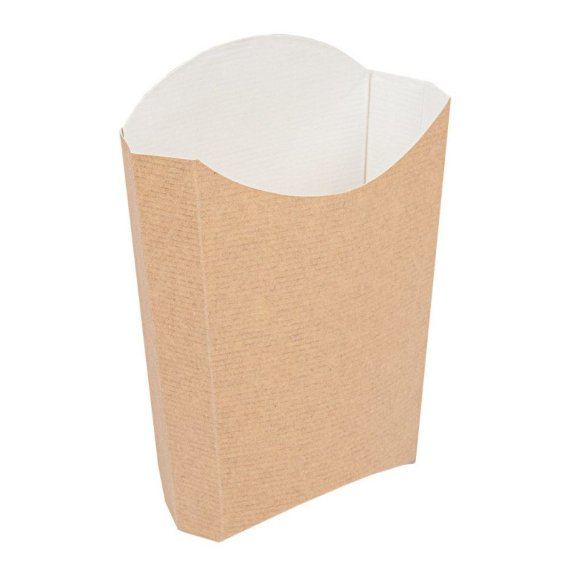 BOÎTES À FRITES JUMBO 'THEPACK' 165 G 220 G/M2 13,5x8,5x16 CM NATUREL CARTON ONDULÉ NANO-MICRO 234.40 C/1200 -unité-