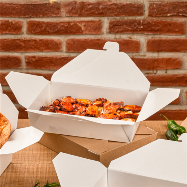 Boite Américaine Blanche Micro ondable The Pack 1470ml 196x140x45mm carton ondulé ref 234.59 C/300 -unité-