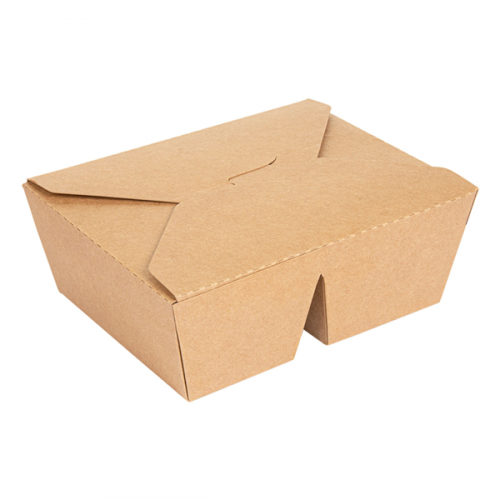 Boites Américaines 2 compartiments 690+530ml 178x137x64mm Kraft écru neutre Ref 252.28 C/200 P/50 -unité-