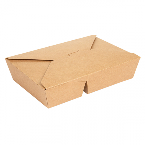 Boites Américaines 2 compartiments 740+530ml 213x155x46mm Kraft écru neutre Ref 252.29 C/200 P/50 -unité-