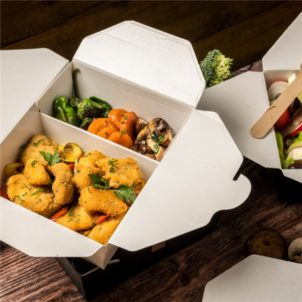 Boites Américaines 2 compartiments 675+675ml 121x152x65mm Blanche Ref 258.52 C/300 P/50 -unité-