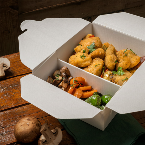 Boites Américaines 2 compartiments 660+1320ml 196x140x62mm Blanche Ref 258.53 C/200 P/50 -unité-