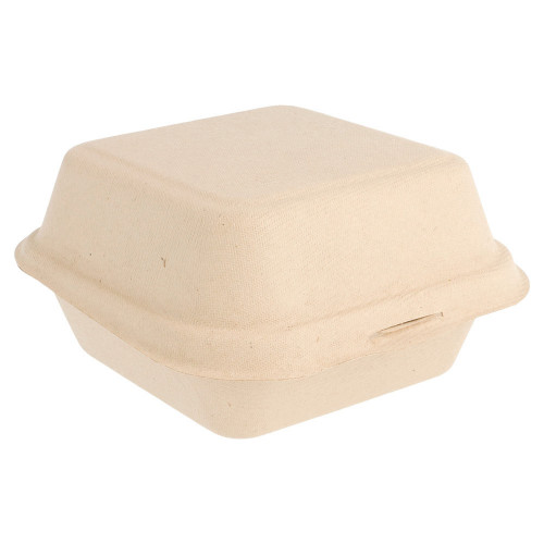 Boite Burger Fibre Végétale Kraft Ecru 152x150x84mm 149.20 C/600 P/50 -unité-