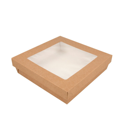 Boite carton 1000ml + couvercle fenêtre séparé 185x185x40mm 224.46 C/200 P/50 -unité-
