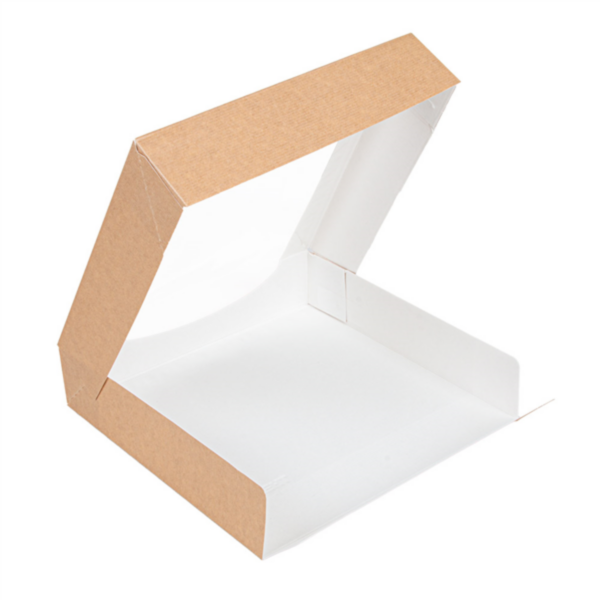 Boite avec fenêtre Kraft brun 23x23x5cm 255.88 C/300 P/50 -unité-