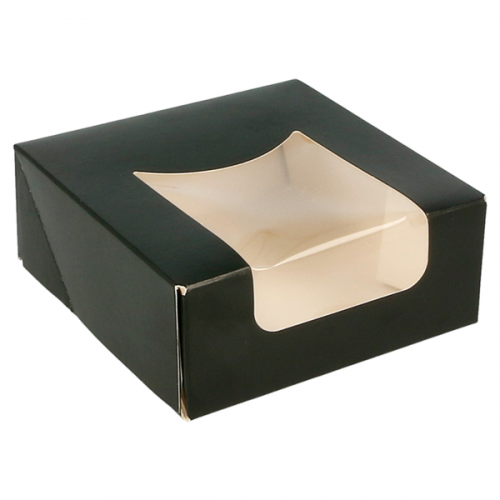 Boite avec fenêtre anti buée Kraft Noire 10x10x4cm 223.45 C/400 P/50 -unité-