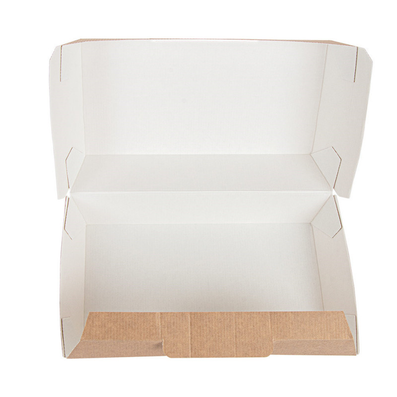 BOÎTES LUNCH BOX 'THEPACK' 220 G/M2 19,5x11,5x6,5 CM NATUREL CARTON ONDULÉ NANO-MICRO 235.03 C/300 -unité-