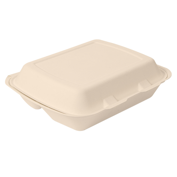 Boite Repas Fibre Végétale Kraft brun 230x180x73mm 3 compartiments 253.75 C/200 P/50 -unité-