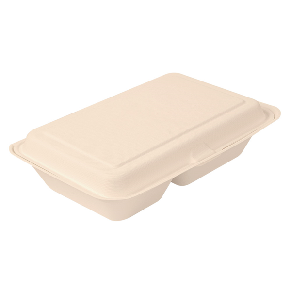 Boite Repas Fibre Végétale Kraft brun 255x165x70mm 2 compartiments 940ml 253.77 C/250 P/50 -unité-