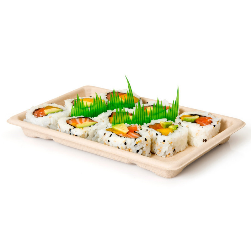Boite Sushi Fibre Végétale 213x133x15mm 212.96 C/800 P/50 -unité-