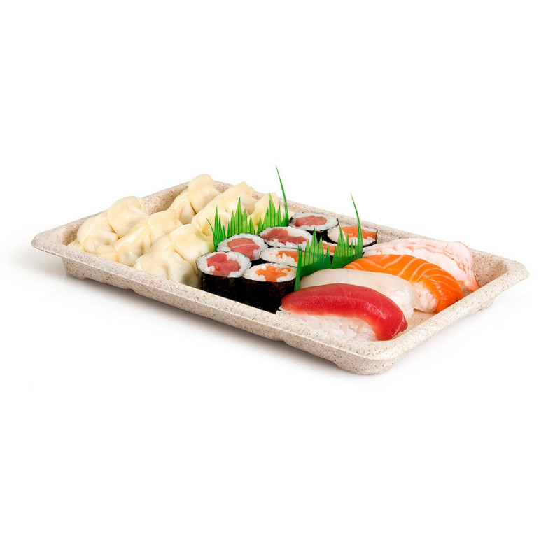 Boite Sushi Fibre Végétale 235x155x20mm 220.74 C/800 P/50 -unité-