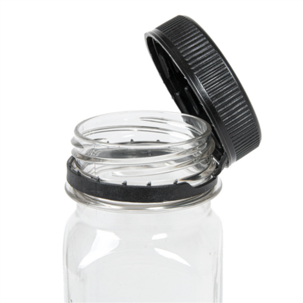 Bouteille plastique carrée + bouchon de sécurité 125ml 43x43x110 mm 268.79 C/513 -unité-