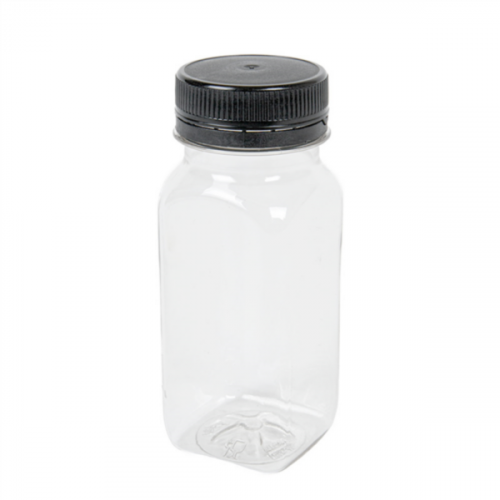 Bouteille plastique carrée + bouchon de sécurité 125ml 43x43x110 mm 268.79 C/513 -unité-