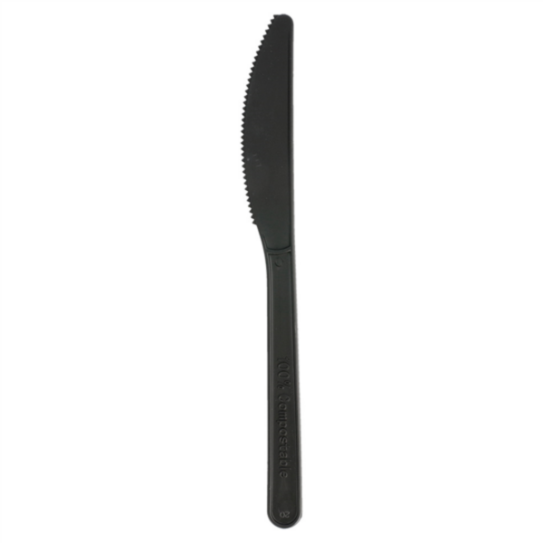 Couteau noir CPLA compostable et biodégradable 18cm Ref 227.25 C/1000 P/50 -unité-