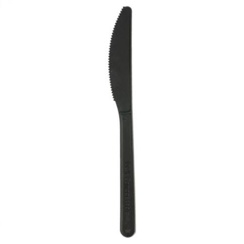 Couteau noir CPLA compostable et biodégradable 18cm Ref 227.25 C/1000 P/50 -unité-