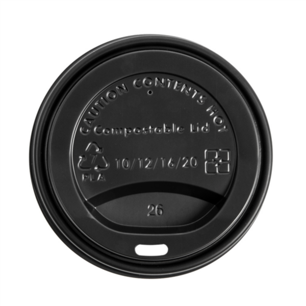 Couvercle CPLA noir pour gobelet 300ml Ref 228.75 C/1000 -unité-