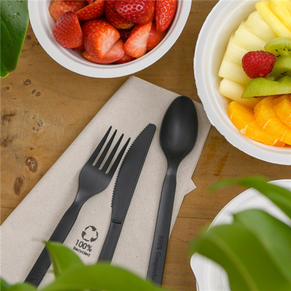 Cuillère noire CPLA compostable et biodégradable 16cm Ref 227.24 C/1000 P/50 -unité-
