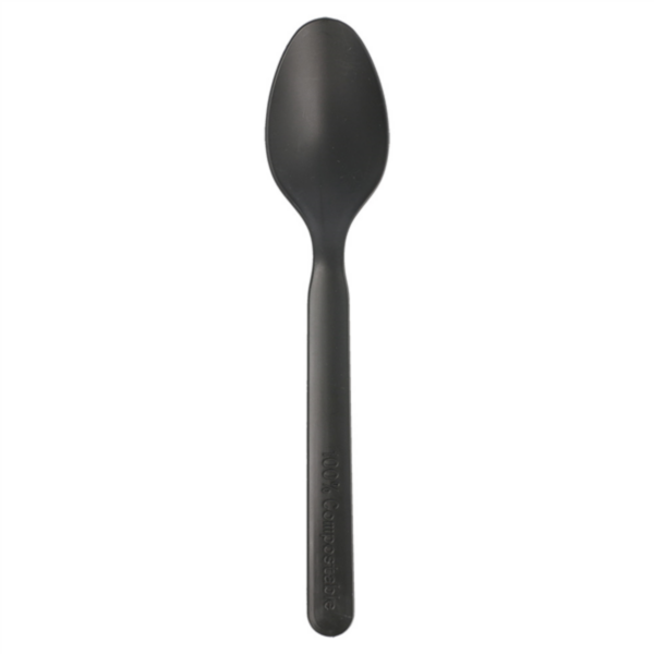 Cuillère noire CPLA compostable et biodégradable 16cm Ref 227.24 C/1000 P/50 -unité-