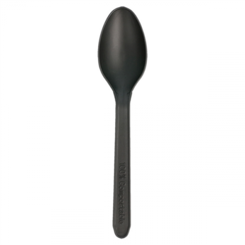 Cuillère noire CPLA compostable et biodégradable 12.7cm Ref 227.30 C/2000 P/100 -unité-