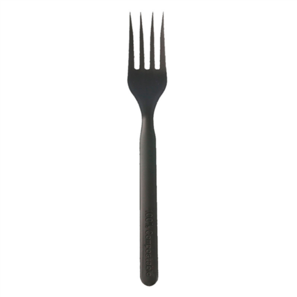Fourchette noire CPLA compostable et biodégradable 17cm Ref 227.17 C/1000 P/50 -unité-