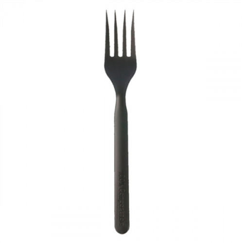 Fourchette noire CPLA compostable et biodégradable 17cm Ref 227.17 C/1000 P/50 -unité-
