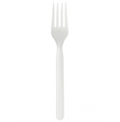 Fourchette blanche CPLA compostable et biodégradable 17cm Ref 223.50 C/1000 P/50 -unité-