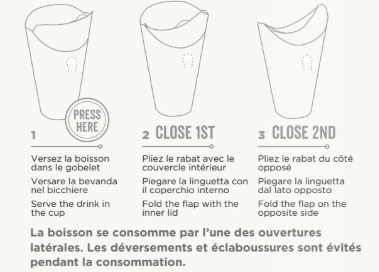 Gobelet carton avec couvercle intégré 370ml Ref 280.37 C/800 P/40 -unité-