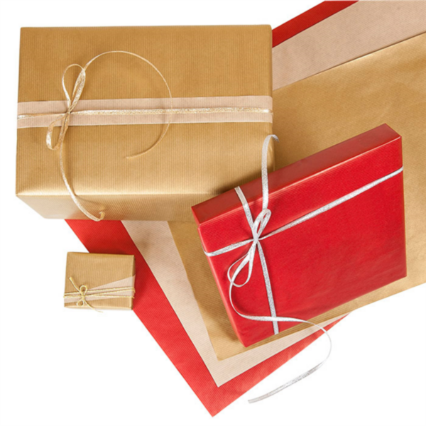 Papier cadeau Rouge Kraft Vergé 60 g/m² 0,70x100 M 809.56 -le rouleau-