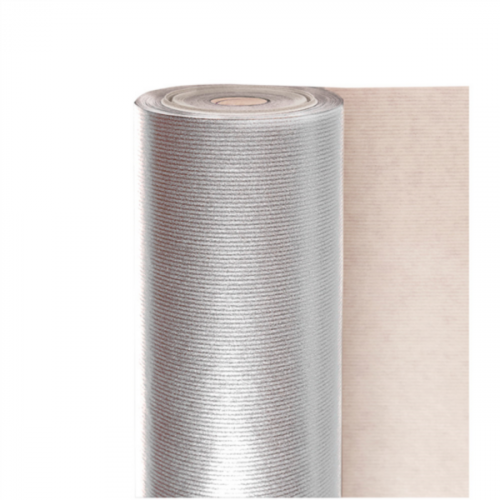 Papier cadeau Argenté  Kraft Vergé 60 g/m² 0,70x100 M 806.48 -le rouleau-