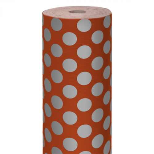 Papier cadeau Rouge à pois gris Kraft Vergé 60 g/m² 0,70x100 M 806.28 -le rouleau-