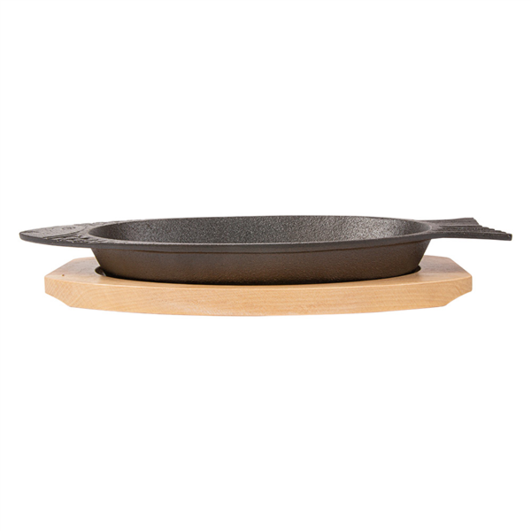 Assiette fonte avec base bois 320x130mm Ref 198.67 C/8 -unité-