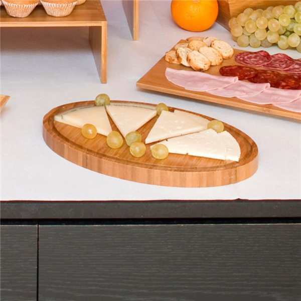 Planche de présentation ovale avec rainure bambou 306x204x20mm Ref 217.36 C/15 P/1 -pièce-