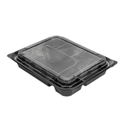 Boite repas fond noir + couvercle 5 compartiments 239x190x35mm Ref 260.01 C/200 -unité-