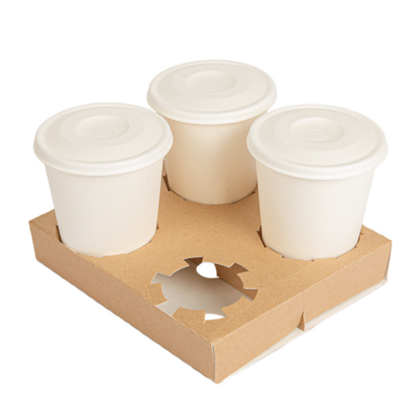 Plateau transport 4 gobelets 190x170x35mm Ref 256.50 C/200 P/50 -unité-