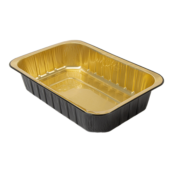 Plat aluminium laqué noir/or 975 ml 21,4x14,2x4,5 cm 267.79 P/50 C/300 -unité-