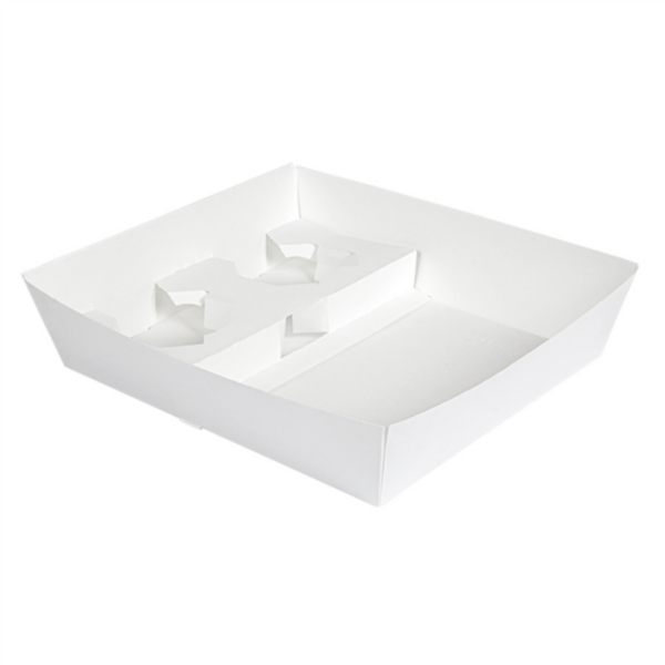 Plateaux repas à emporter 2 verres + 1 compartiment Blanc THEPACK 245x220x55mm  Ref 235.25 C/240 -unité-
