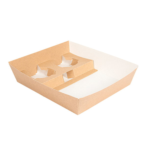 Plateaux repas à emporter 2 verres + 1 compartiment THEPACK 245x220x55mm Kraft brun naturel Ref 235.24 C/240 -unité-