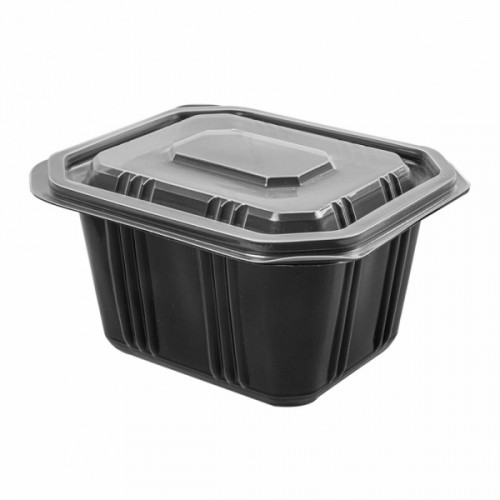Boites noires avec couvercles transparents séparés 500ml 112.74 C/600 -unité-