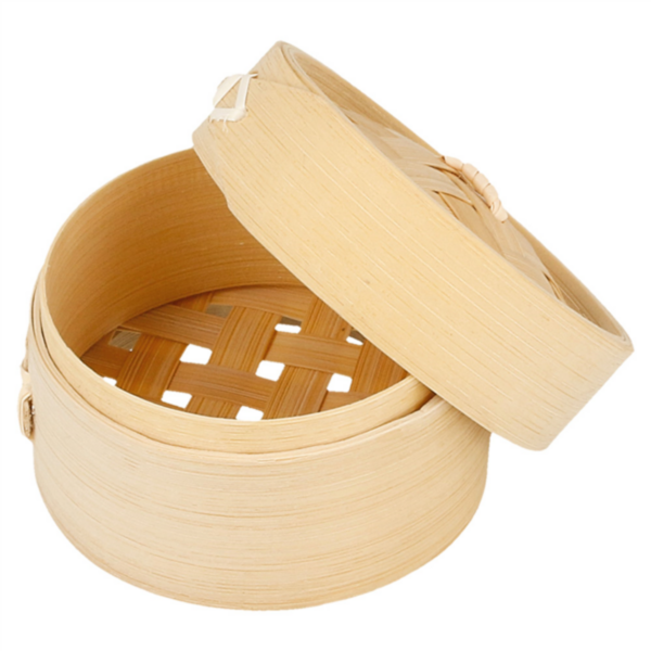 Récipient + couvercle bambou pour nourriture à la vapeur 80x60mm Ref  165.61 C/200 P/10 -unité-