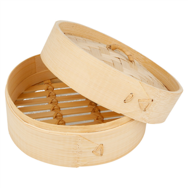 Récipient + couvercle bambou pour nourriture à la vapeur 150x80mm Ref  144.36 C/100 P/10 -unité-