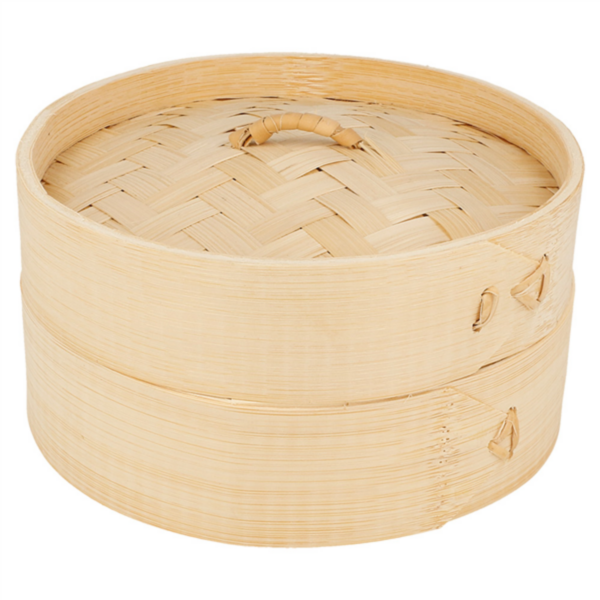 Récipient + couvercle bambou pour nourriture à la vapeur 150x80mm Ref  144.36 C/100 P/10 -unité-