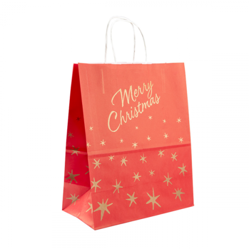 Sac sos rouge Merry Christmas avec anses 20+10x29cm 189.91 C/250 -unité-