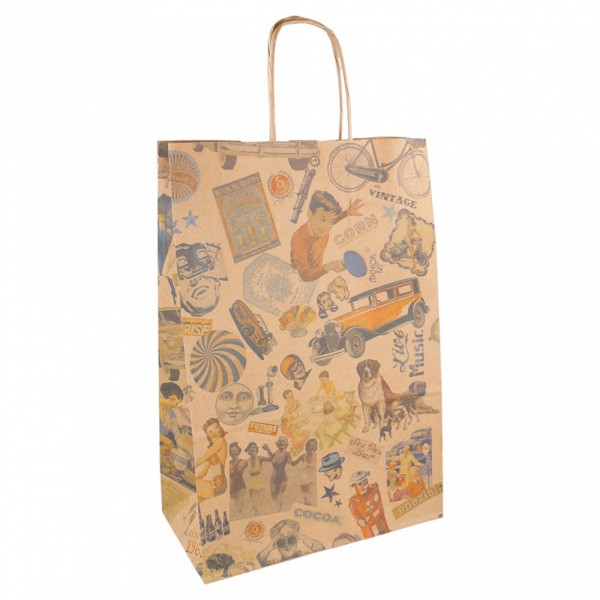 Sac sos avec anses Kraft VINTAGE 26+14x32cm 801.37 C/250 -unité-