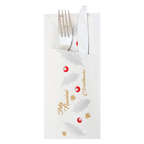 Serviettes pliées AIRLAID 33x40 KANGOUROU Noel Blanche  c/250 188.37 - unité -